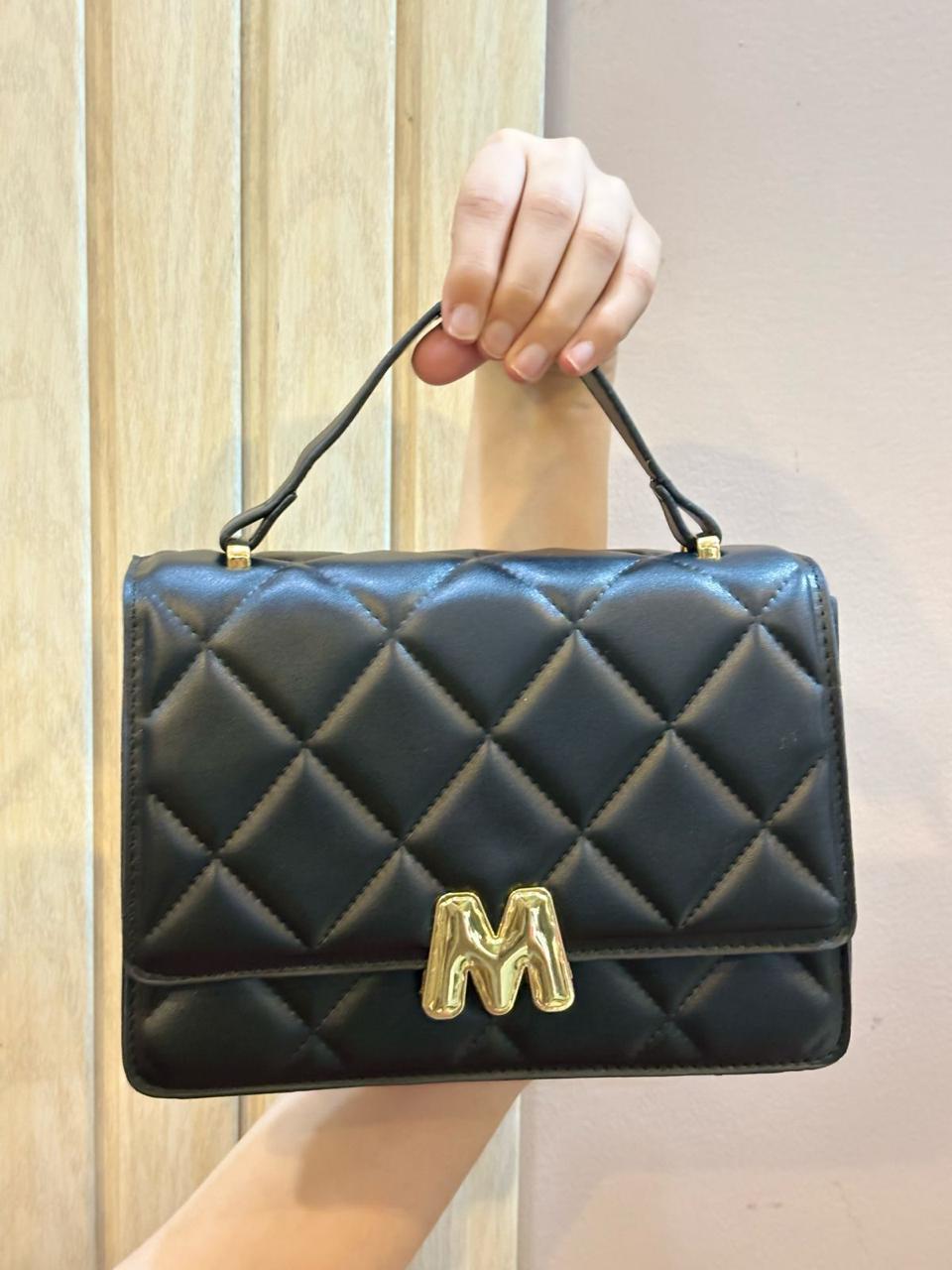 Black Lozenge Pattern Crossbody Bag