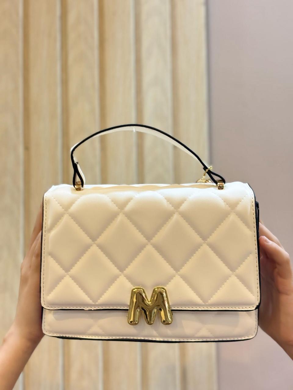 White Lozenge Pattern Crossbody Bag