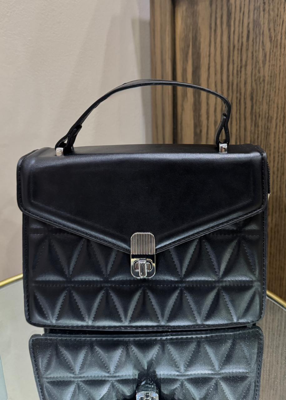 Black Trilateral Pattern Crossbody Bag