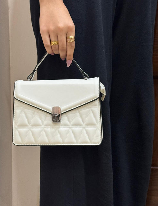 White Trilateral Pattern Crossbody Bag