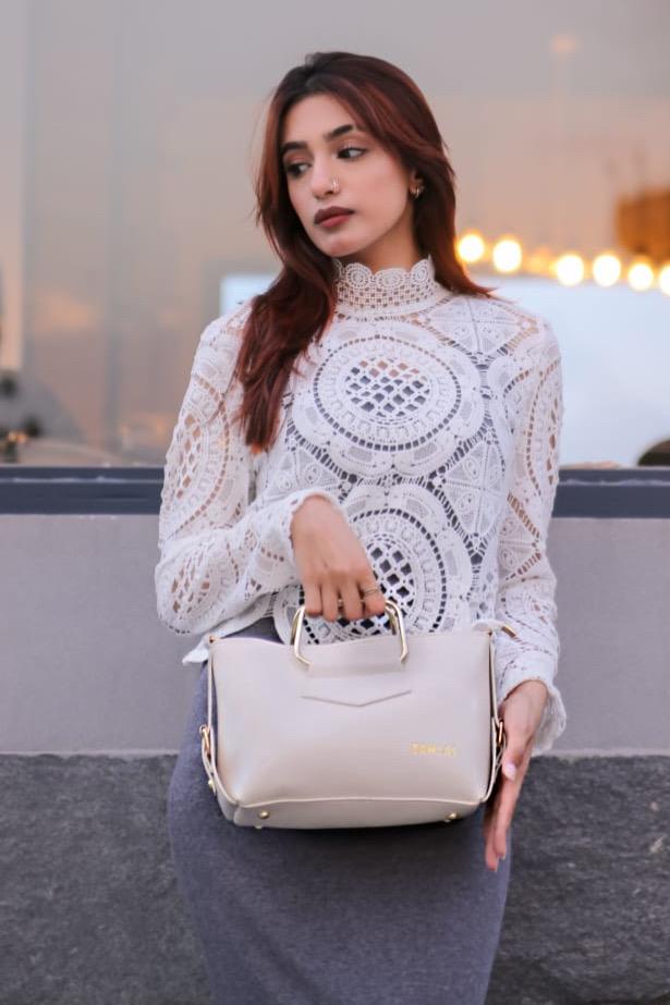 Ash white modish crossbody bag