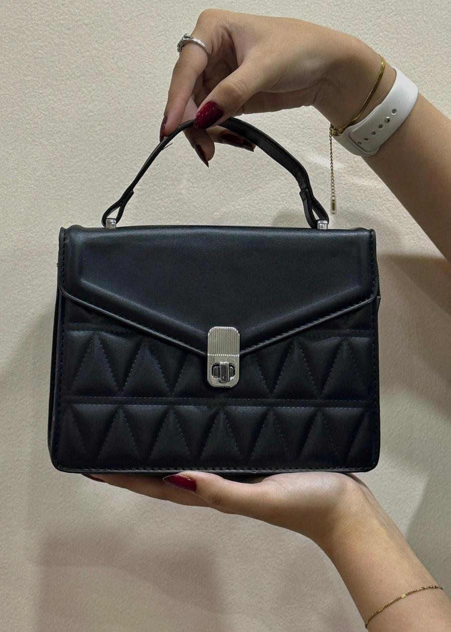 Black Trilateral Pattern Crossbody Bag