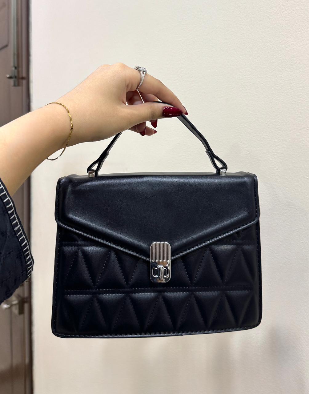 Black Trilateral Pattern Crossbody Bag